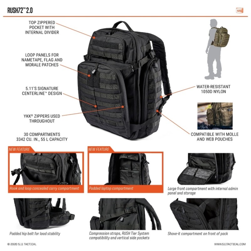 Kuprinė 5.11 RUSH72  2.0 Ranger Green