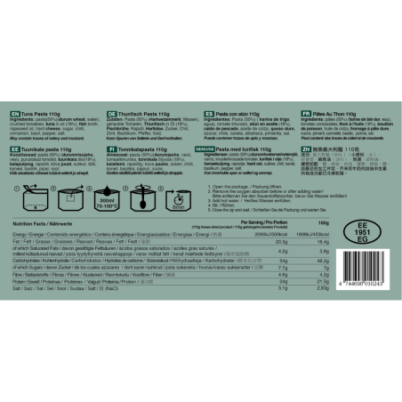 Tactical Foodpack tunas ir makaronai 110g Tactical Foodpack tunas ir makaronai 110g
