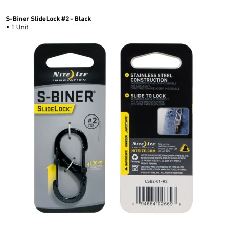 NITE-IZE karabinas S-Biner Slidelock 2 (juoda)