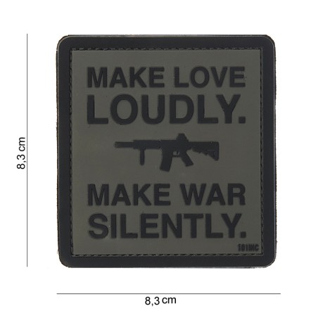 Antsiuvas PVC "Make love loudly" (pilka)