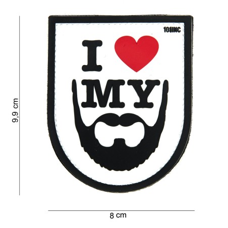 Antsiuvas PVC "I love my beard" (baltas)